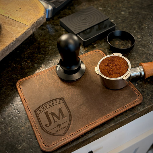 Leather espresso tamping mat